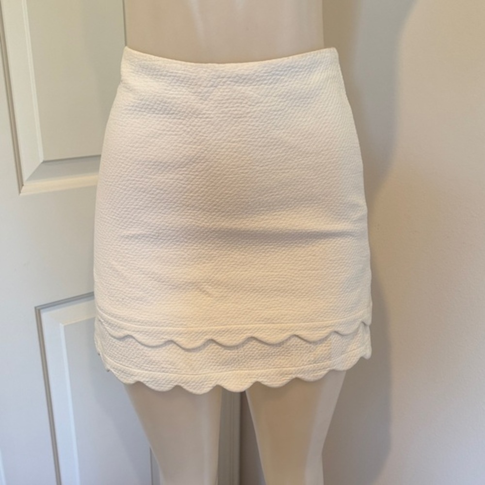 Top Shop Size 4 off white Cream Skirt Layered Lined Scalloped Hem Skirt - Picture 2 of 6